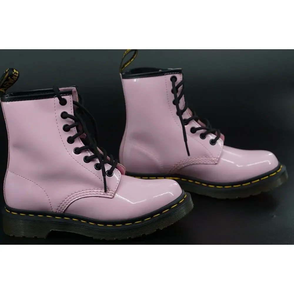 Doc Martens 1460 W combat ankle boots size 5 US laces Pink patent biker military